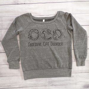 Novelty Sweatshirt Scoop Neck Obsessive Cat Disorder L